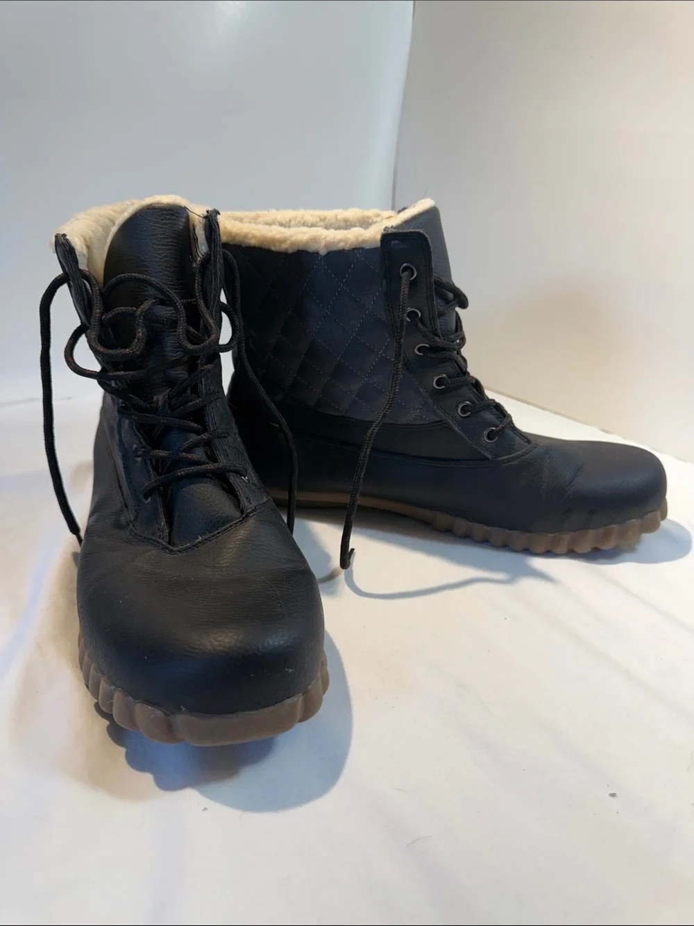 Cushion Walk by Avon Quilted Lace-Up Winter Boots with Faux Fur Trim